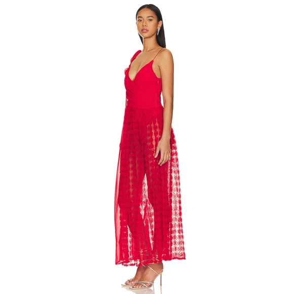 NEW For Love and Lemons Hannah Maxi Dress Red Small - Picture 6 of 17